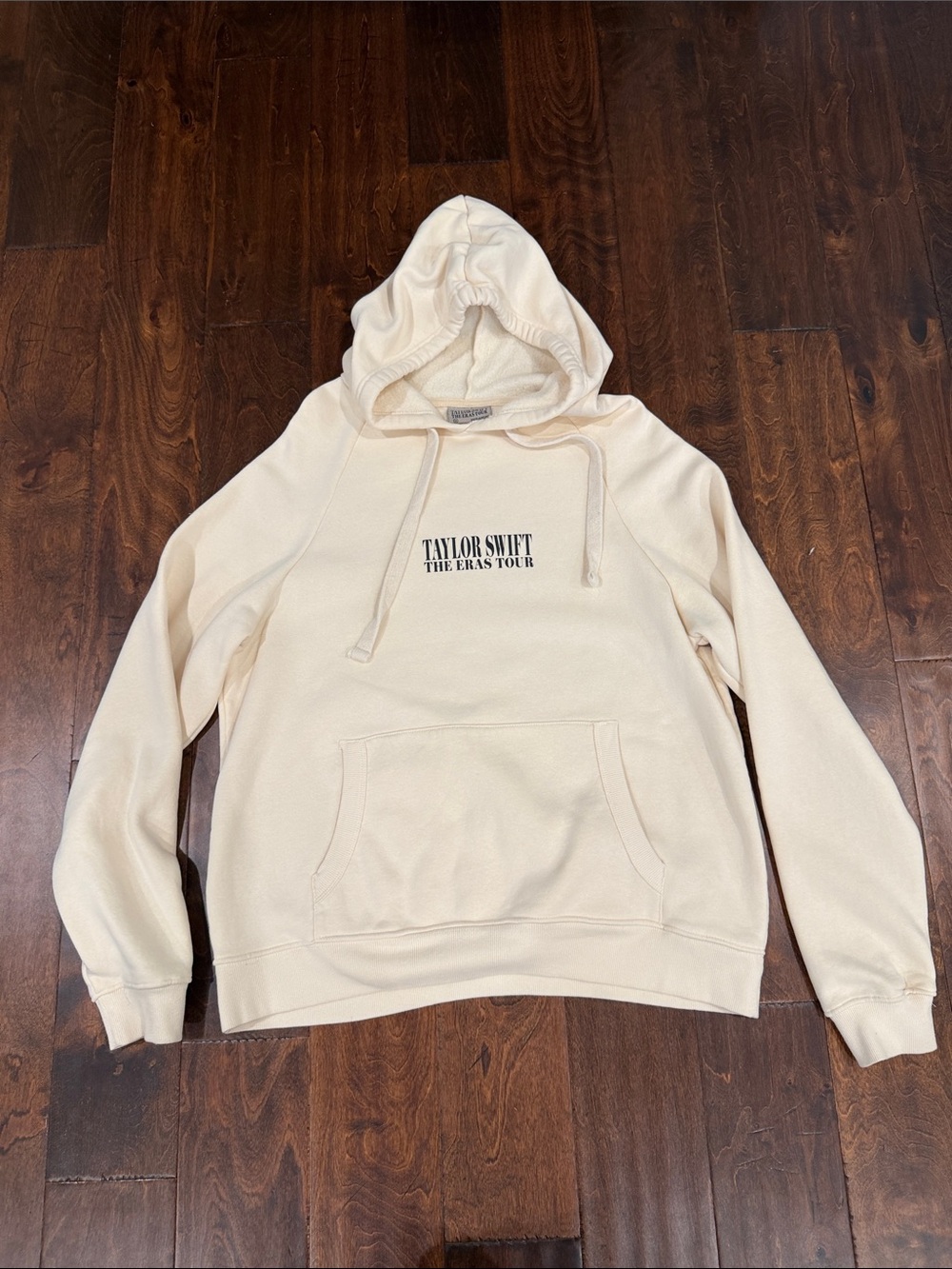Taylor Swift Eras Tour Cream Crewneck Hoodie with Black Logo